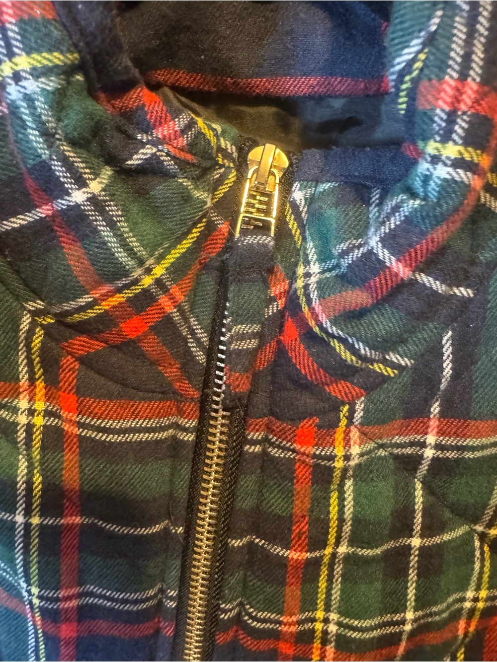 Mud Pie Navy Plaid Quilted Vest with Green & Red Accents - Picture 4 of 7